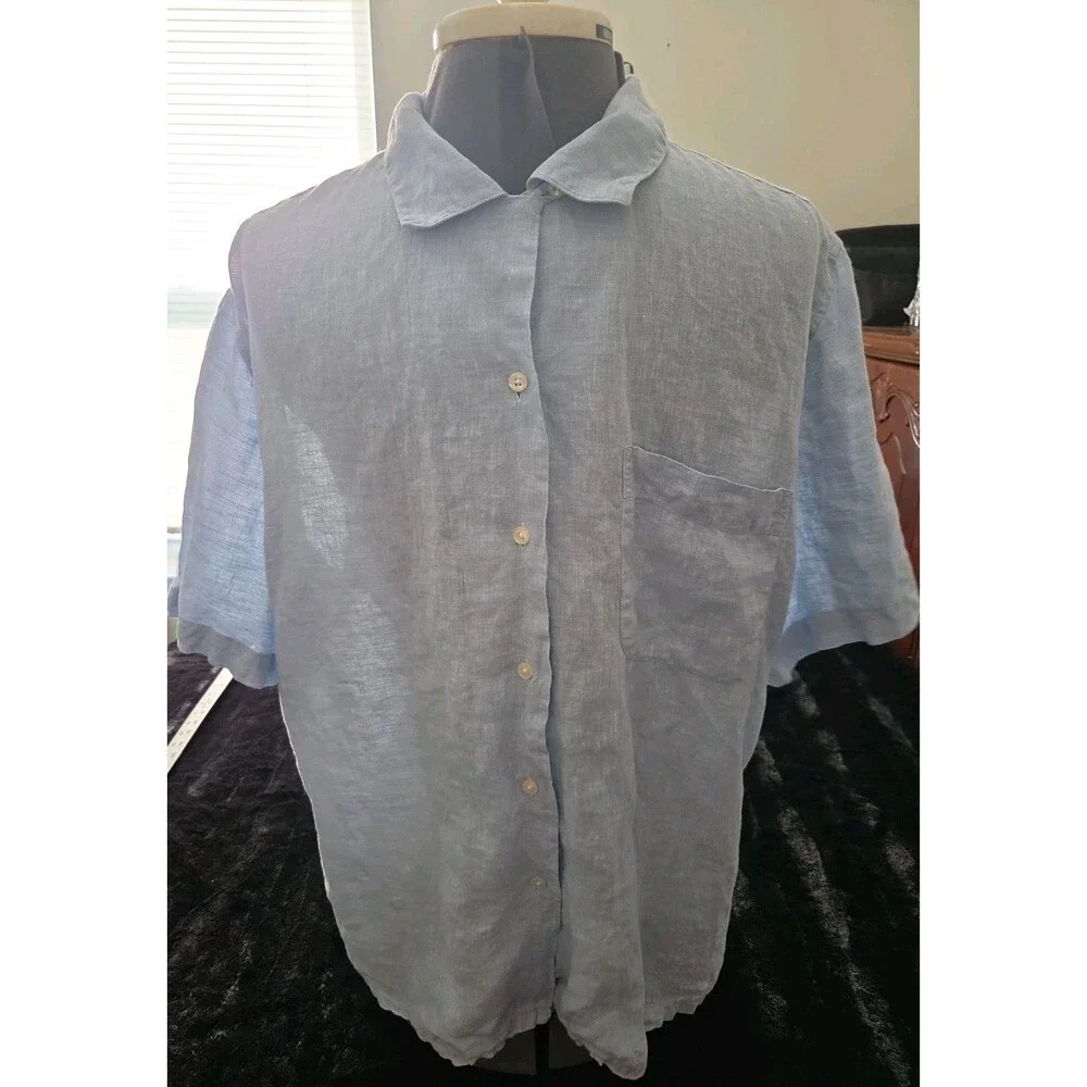 Vintage Paul Stuart Shirt Bundle: White Cotton LS & Light Blue Linen SS (Sz L/M) - Picture 2 of 16